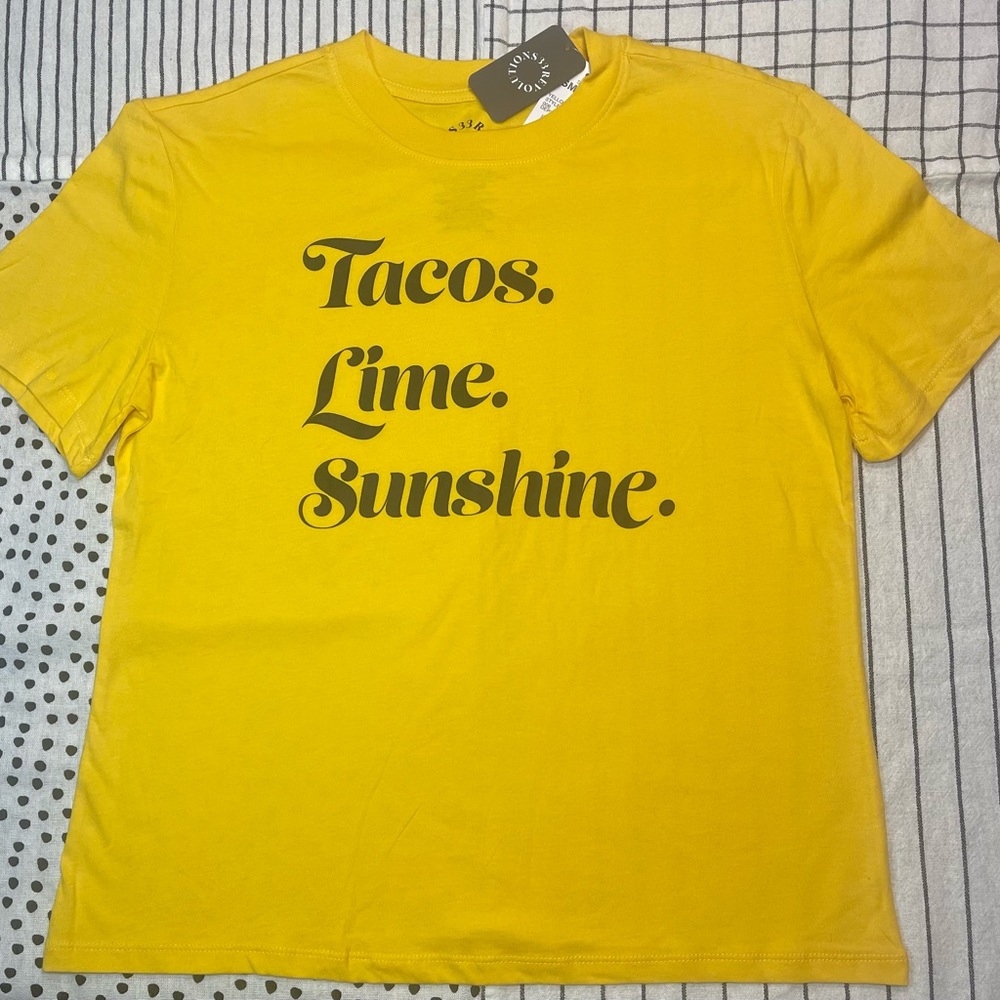 33 REVOLUTIONS Yellow Tacos Lime Sunshine T-shirt Size S